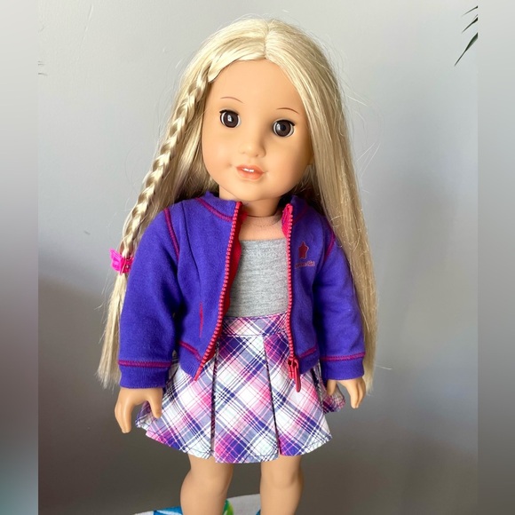 American Girl Doll Purple Zip Up Sweater Retired - Picture 3 of 6
